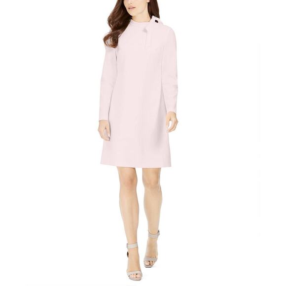 New Calvin Klein Bow-Neck Sheath Dress Cherry Blossom Stretchy Scuba Crepe Sz 6 - Picture 1 of 11